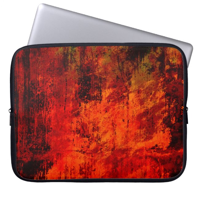 Bright red dirty old black peeled background. Hall Laptop Sleeve (Front)