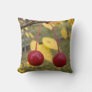 Bright Red Fall Crab Apples Cushion