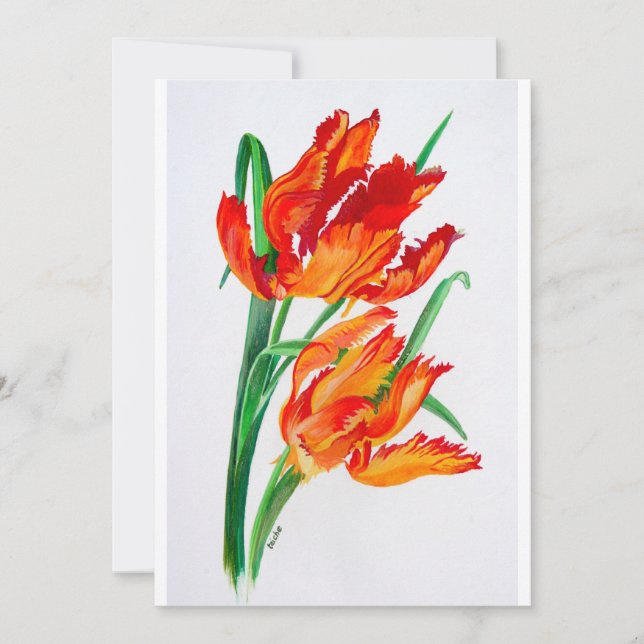 Bright Red Flamboyant Parrot Tulips (Front)