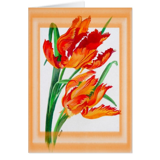 Bright Red Flamboyant Parrot Tulips (Front)