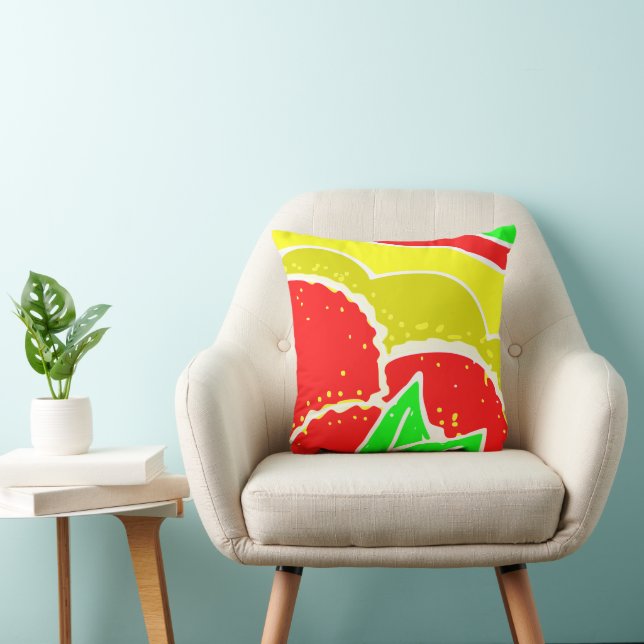 Bright Red Flower Design Cushion (Chair)
