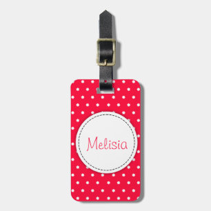Bright red flower polka dots named luggage tag