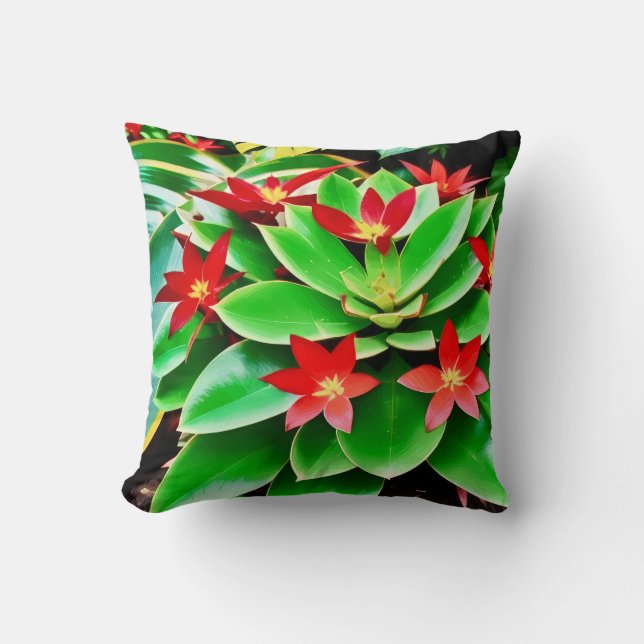 Bright red flowers cushion (Front)