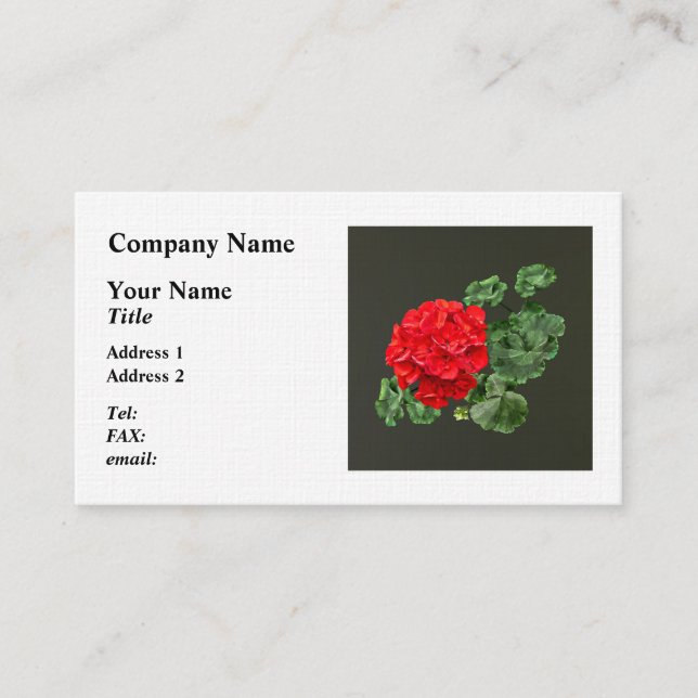 Bright Red Geranium Business Card (Front)