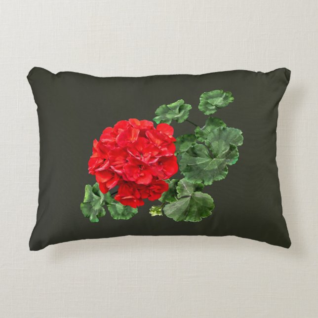 Bright Red Geranium Decorative Cushion (Front)