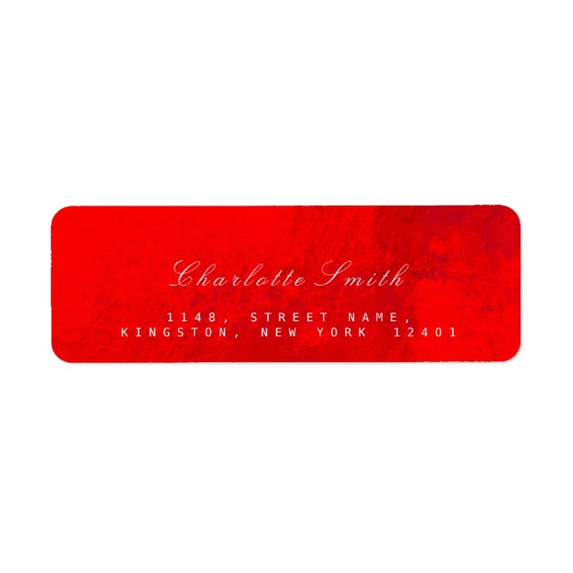 Bright Red Glass Metal Return Address Labels (Front)