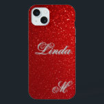 Bright Red Glitter Texture iPhone 15 Plus Case<br><div class="desc">Shimmering vibrant red glitter texture emphasizing sparkle,  light,  and festive mood. Perfect for backgrounds,  celebrations,  and design projects needing a touch of red brilliance and glamour.</div>