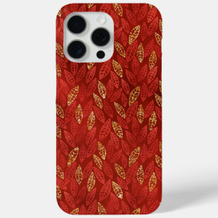 BRIGHT RED & GOLD AUTUMN FALL LEAVES iPhone 15 PRO MAX CASE