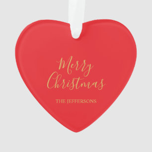 Bright Red & Gold Colors Merry Christmas Two Sided Ornament