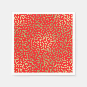 Bright Red & Gold Dots Confetti Elegant Glam Napkin