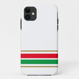 Bright Red Green Base Racing Stripes On White Case-Mate iPhone Case
