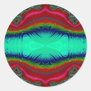 ~ Bright Red Green Blue Fractal Design ~ Classic Round Sticker