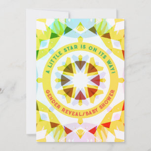 Bright Red Green Star Gender Reveal Baby Shower Invitation