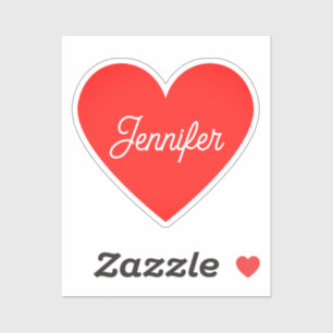 Bright Red Heart Name Signature Cursive Script