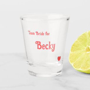 Bright Red Heart Team Bride Shot Glass