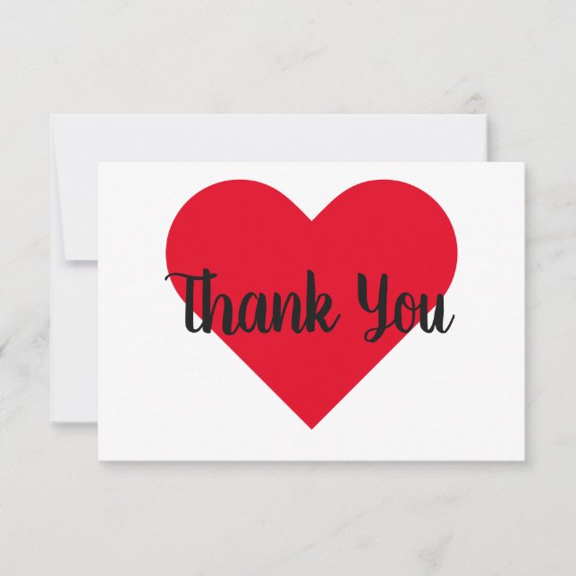 Bright Red Heart Thank You Card (Front)