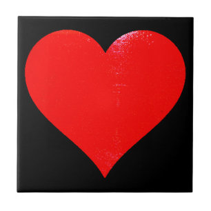 BRIGHT RED HEART  TILE
