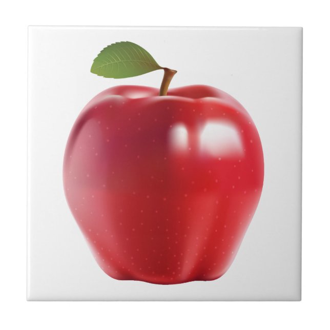 Bright Red Juicy Delicious Apple Tile (Front)