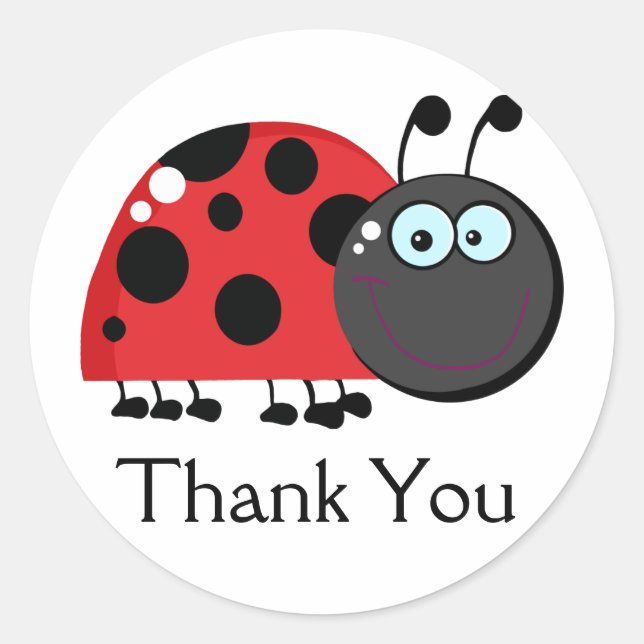 Bright Red Lady Bug Classic Round Sticker (Front)