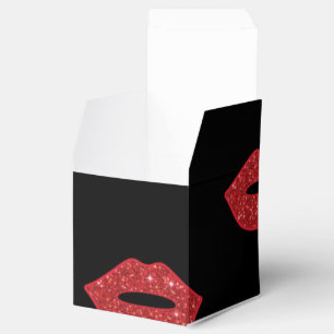 Bright Red Lips Glitter Kisses Elegant Feminine Favour Box