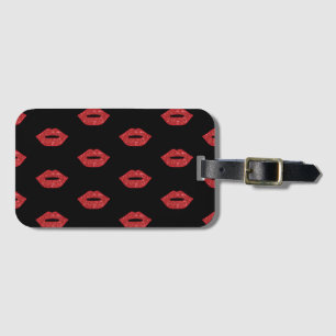 Bright Red Lips Glitter Kisses Elegant Feminine Luggage Tag