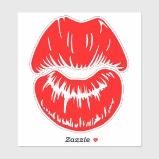 Bright Red Lipstick Kiss Mark
