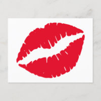 Bright Red Lipstick Kiss White