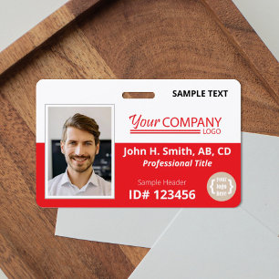 Bright Red Logo Entry Employee Photo ID ID Badge
