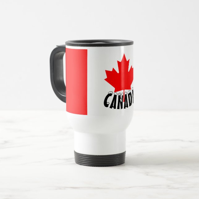 Bright Red Maple Leaf Canada Flag Travel Mug (Front Left)