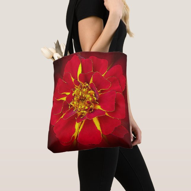 bright red marigold tote bag (Close Up)