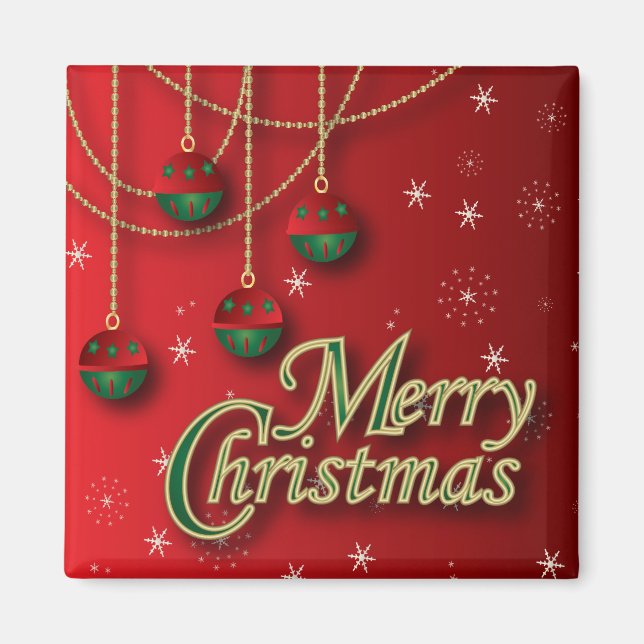 Bright Red Merry Christmas Magnet (Front)