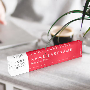 Bright Red Minimalist Custom Logo Nameplate