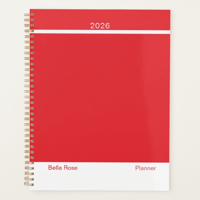 Bright Red Minimalist Planner (Front)
