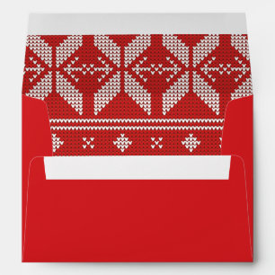 Bright Red Nordic Knit Fair Isle Envelope