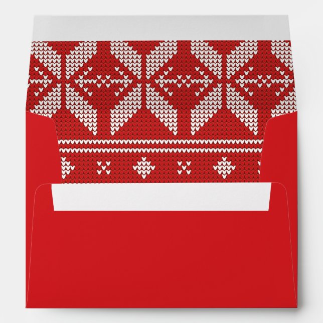 Bright Red Nordic Knit Fair Isle | Envelope (Back (Bottom))