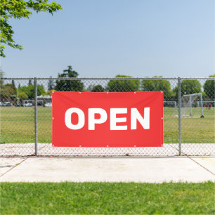 Bright Red OPEN Banner