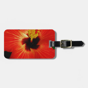 Bright Red Orange Hibiscus Flower Luggage Tag