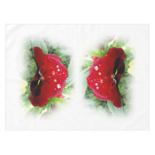 Bright red pansy tablecloth