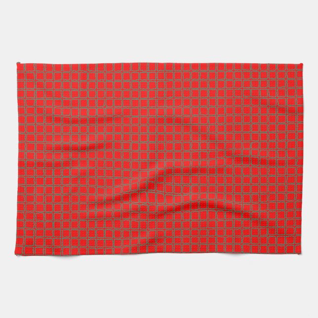 Bright Red Pattern Trendy Tea Towel (Horizontal)