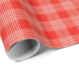 Bright Red Plaid Pattern Wrapping Paper