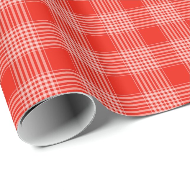 Bright Red Plaid Pattern Wrapping Paper (Roll Corner)