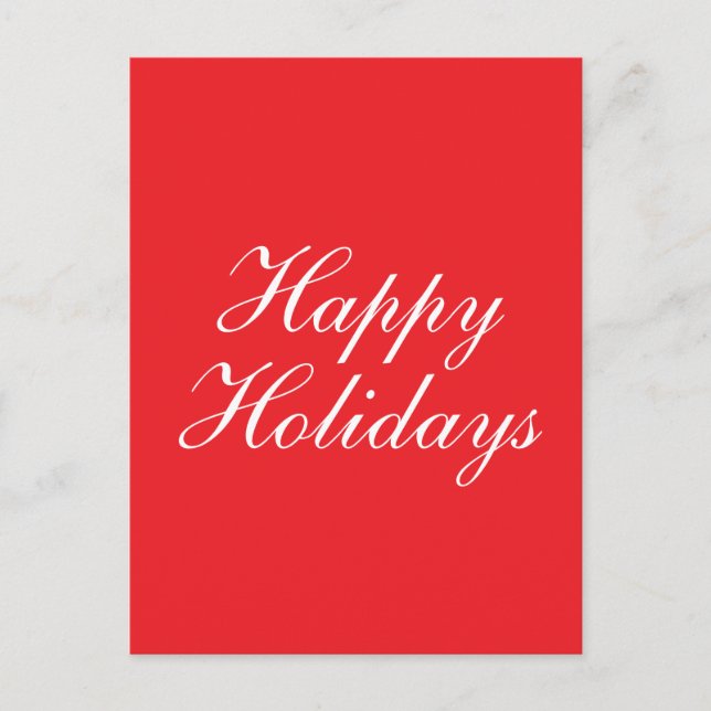 Bright Red Plain Elegant Happy Holidays Card (Front)