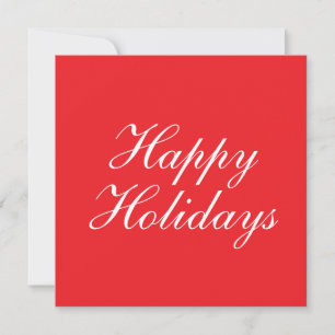 Bright Red Plain Elegant Happy Holidays Card