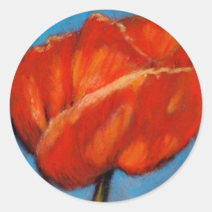 BRIGHT RED POPPY CLASSIC ROUND STICKER