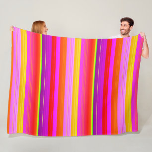 Bright red purple yellow creative striped fleece blanket