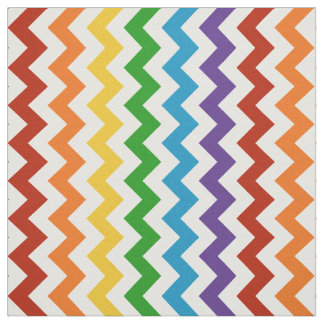 Bright Red Rainbow Chevron Fabric