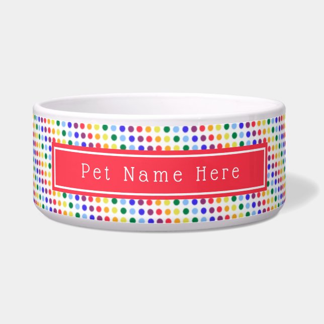 Bright Red Rainbow Polka Dots Personalised (Front)