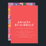 Bright Red Retro Cool Abstract Shapes Art Wedding Invitation<br><div class="desc">Bright Red Retro Cool Abstract Shapes Art Wedding Invitation</div>