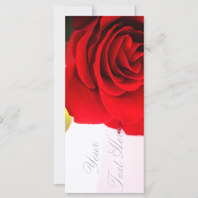 Bright Red Rose Add Your Text Flat Card (Front)