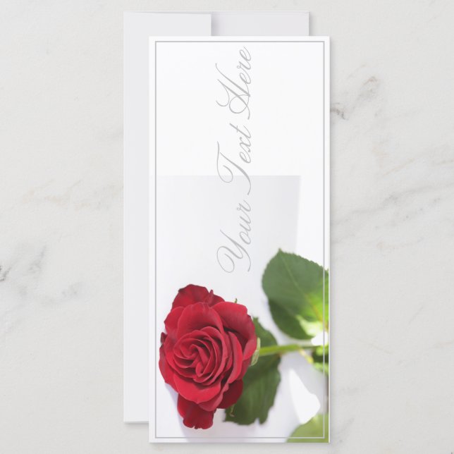 Bright Red Rose Add Your Text Flat Card (Front)